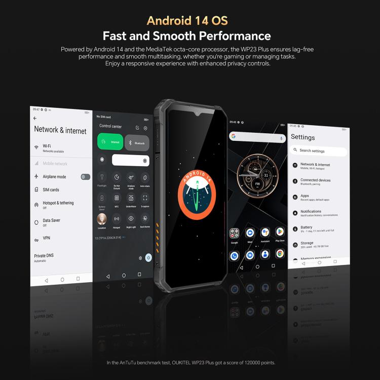 Oukitel WP23 Plus Rugged Phone, 8GB+256GB, 6.52 inch Android 14.0Unisoc T606 Octa-core, NFC, OTG, Network: 4G Oukitel WP23 Plus Rugged Phone, 8GB+256GB, 6.52 inch Android 14.0Unisoc T606 Octa-core, NFC, OTG, Network: 4G